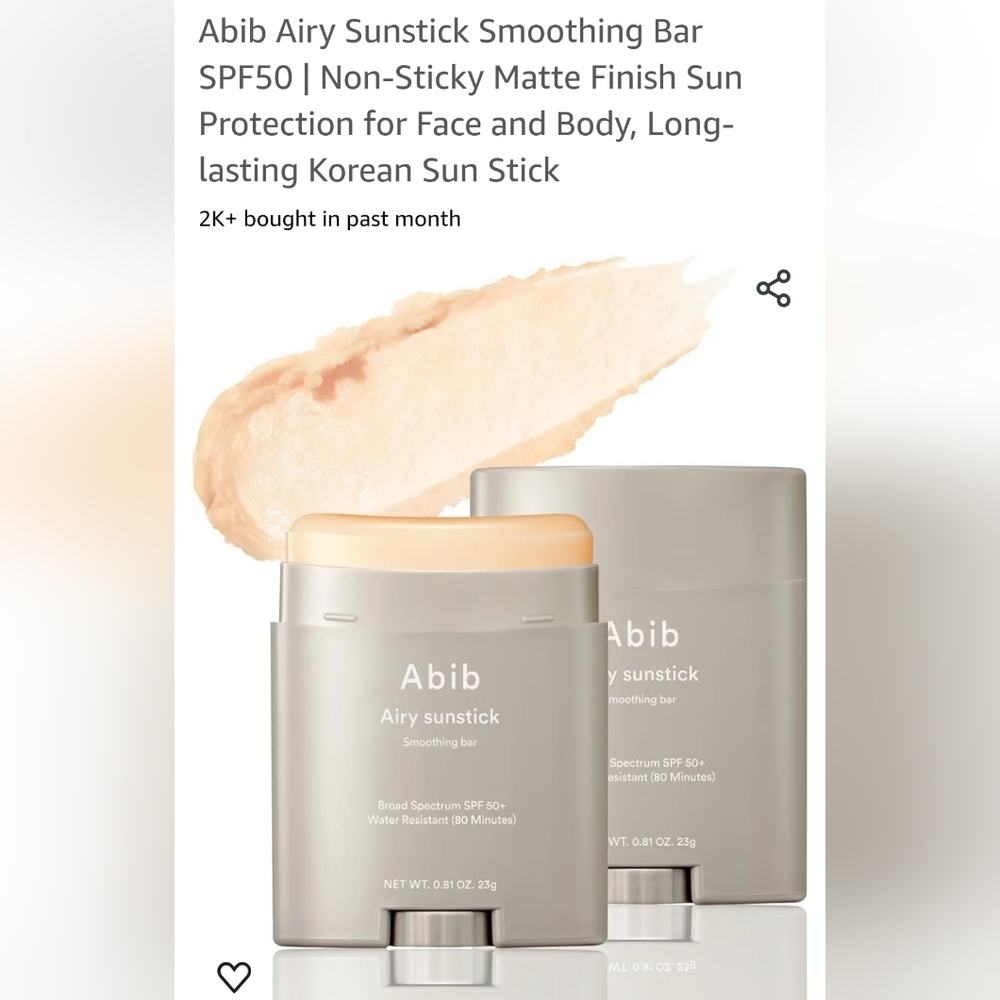 Abib Airy Sunstick NIB Sealed SPF 50+ Water Resistant